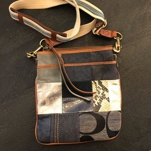 Coach signature denim crossbody bag